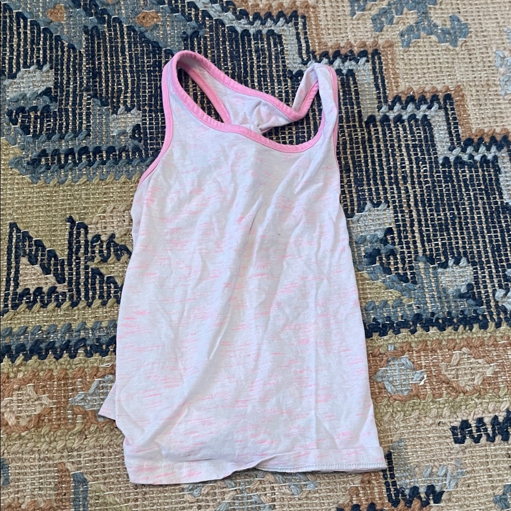 jumping beans Pink Trim White & Light Pink Girls' Tank Top